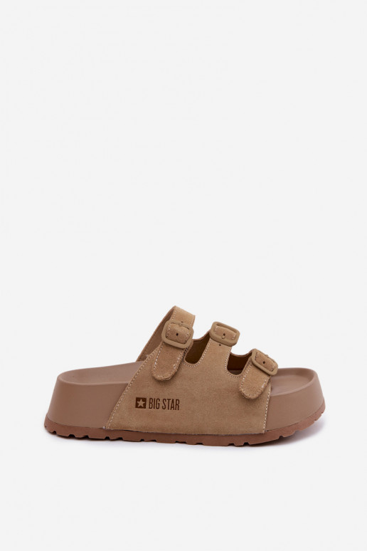 Dámske papuče s platformou S pruhmi Big Star TT274529 béžová