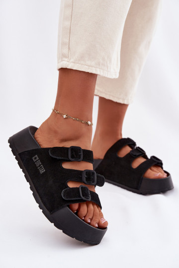 Dámske papuče s platformou S pruhmi Big Star TT274531 čierna