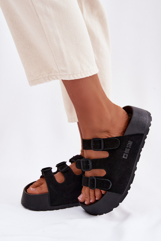 Dámske papuče s platformou S pruhmi Big Star TT274531 čierna