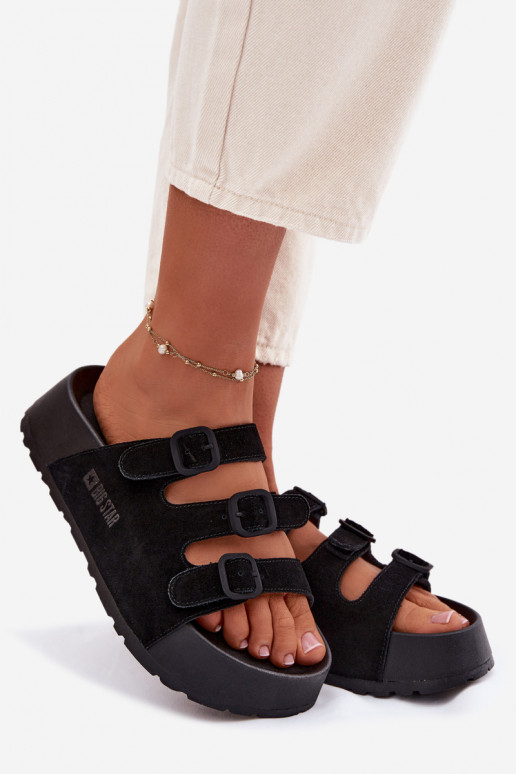 Dámske papuče s platformou S pruhmi Big Star TT274531 čierna