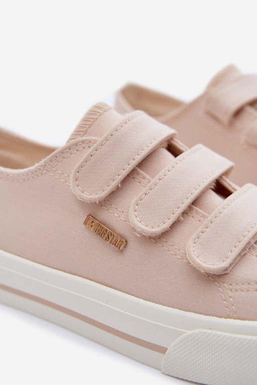 bežná obuv deti s lepiacimi spojkami Big Star TT374174 béžová