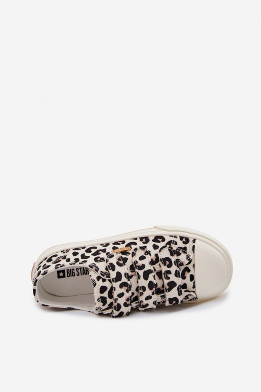 bežná obuv deti s lepiacimi spojkami Big Star TT374171 so vzormi leopardej kožušiny