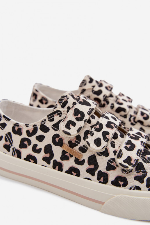 bežná obuv deti s lepiacimi spojkami Big Star TT374171 so vzormi leopardej kožušiny