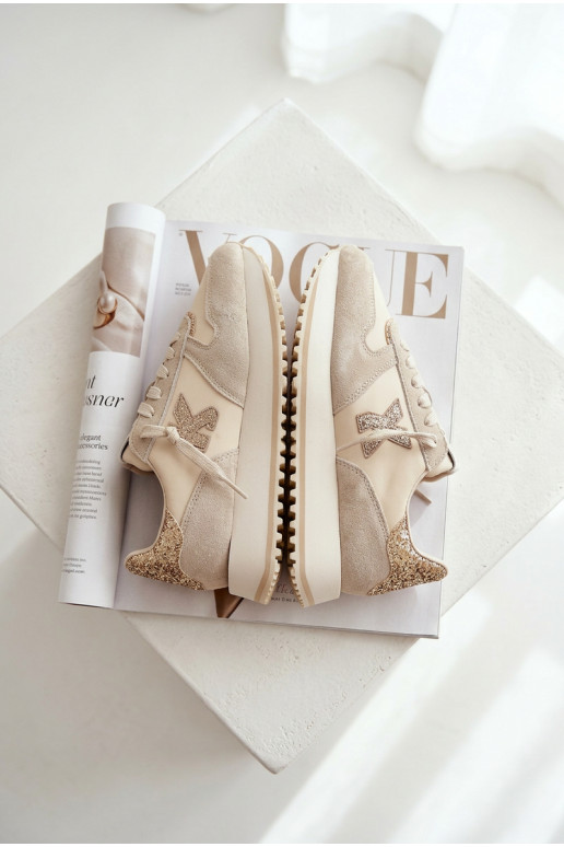 Kožené zo semišu Tenisky model obuvi Dámske s platformou Kobbo 100103 béžová