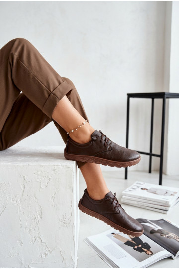 Kožené topánky Barefoot Dámske Zazoo 10189 CzekoladoIne