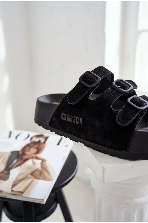 Dámske šľapky s platformou a pásikmi Big Star TT274531 čierne