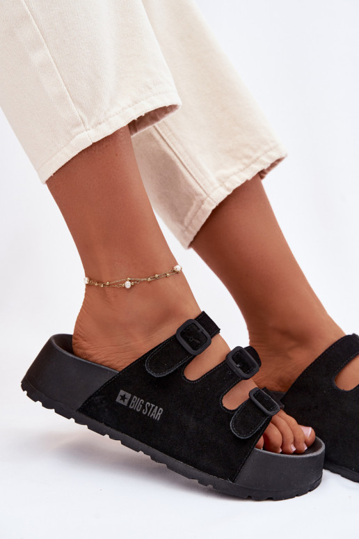Dámske šľapky s platformou a pásikmi Big Star TT274531 čierne