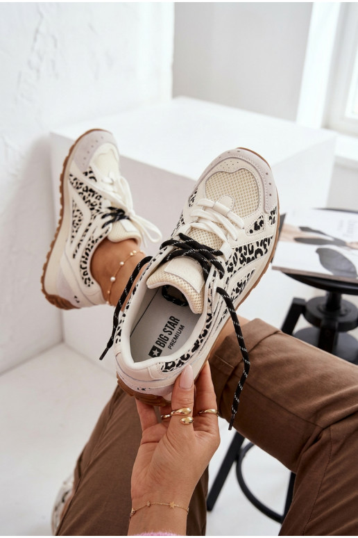 Kožené zo semišu Tenisky model obuvi Dámske Big Star TT274548 biela farba