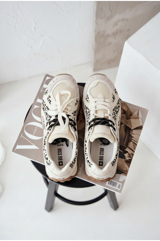 Kožené zo semišu Tenisky model obuvi Dámske Big Star TT274548 biela farba