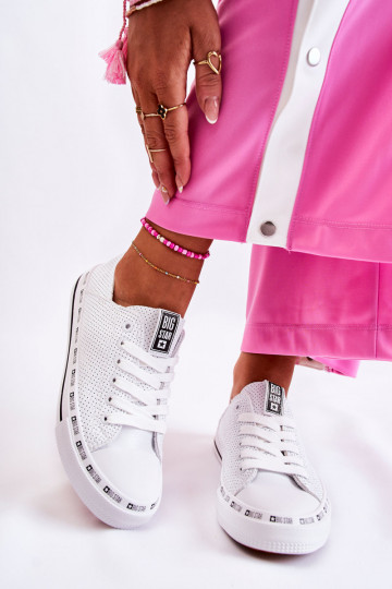 Dámske s prvkami prelamovania bežná obuv Big Star biela farba FF274024