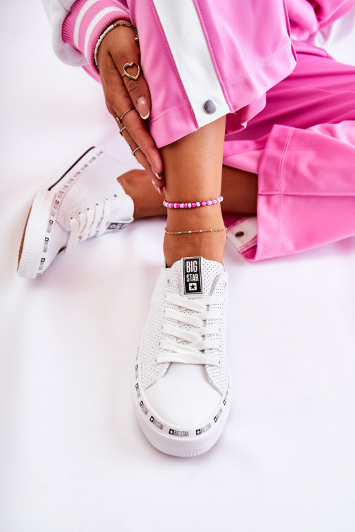 Dámske s prvkami prelamovania bežná obuv Big Star biela farba FF274024