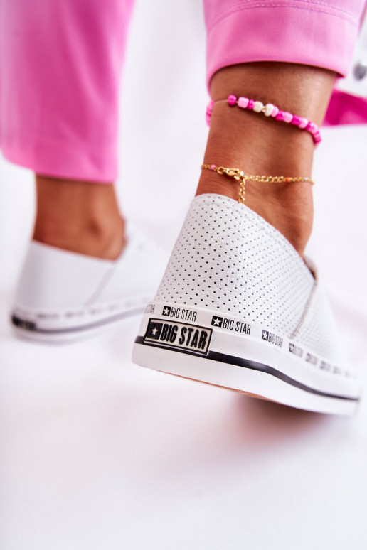 Dámske s prvkami prelamovania bežná obuv Big Star biela farba FF274024