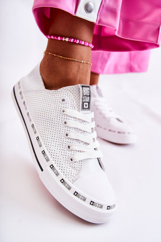Dámske s prvkami prelamovania bežná obuv Big Star biela farba FF274024