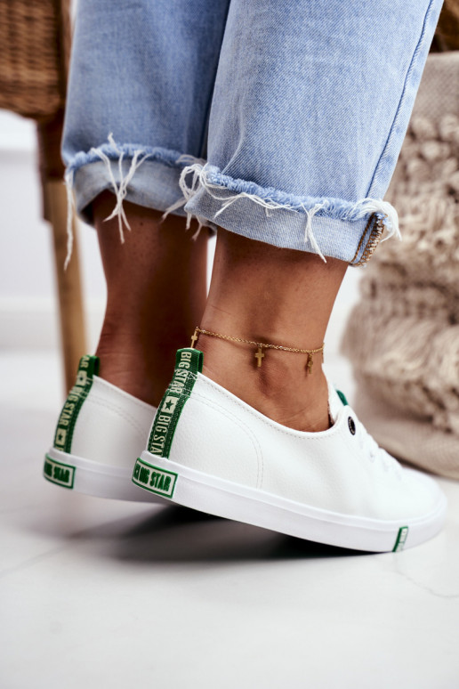 Dámske kožené tenisky Big Star GG274006 biely-zelená farba