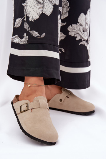 semišové papuče Dreváky Dámske s prackami Big Star RR274A385 béžová