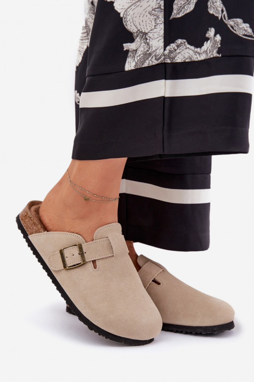 semišové papuče Dreváky Dámske s prackami Big Star RR274A385 béžová