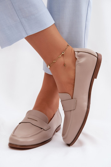 MokasínyZapnutéturalnej Skóry Vinceza 18121 béžová