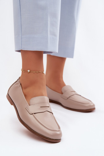 MokasínyZapnutéturalnej Skóry Vinceza 18121 béžová 2