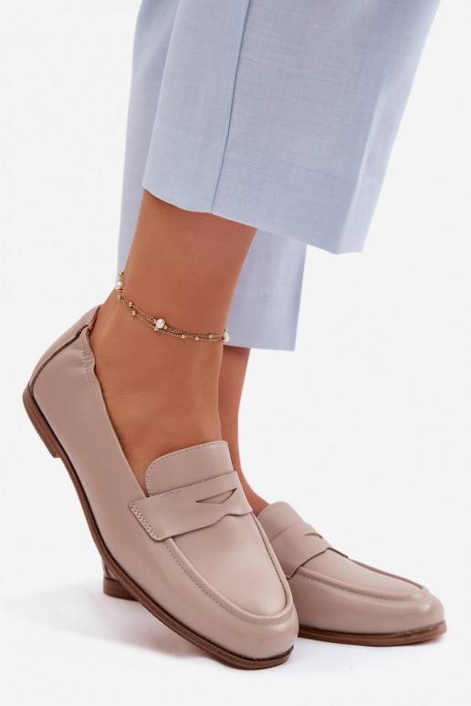 MokasínyZapnutéturalnej Skóry Vinceza 18121 béžová