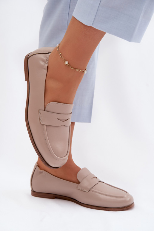 MokasínyZapnutéturalnej Skóry Vinceza 18121 béžová