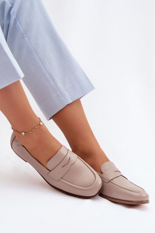 MokasínyZapnutéturalnej Skóry Vinceza 18121 béžová