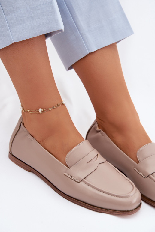 MokasínyZapnutéturalnej Skóry Vinceza 18121 béžová