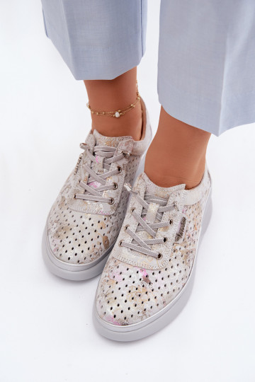 Prelamovaný semiš topánky Dámske Vinceza 79603 sivá