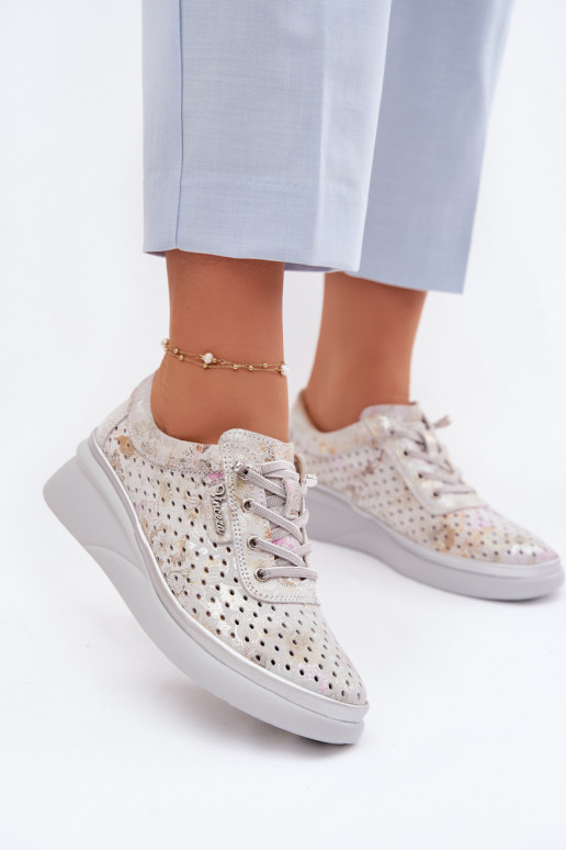 Prelamovaný semiš topánky Dámske Vinceza 79603 sivá