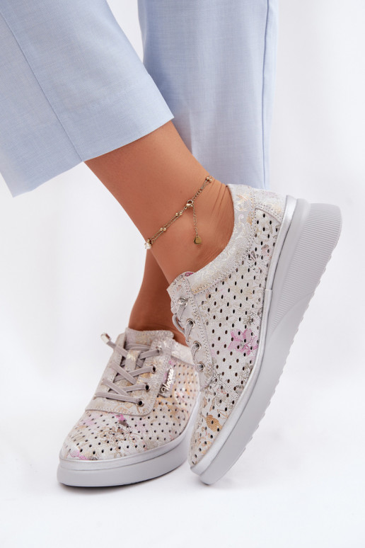 Prelamovaný semiš topánky Dámske Vinceza 79603 sivá