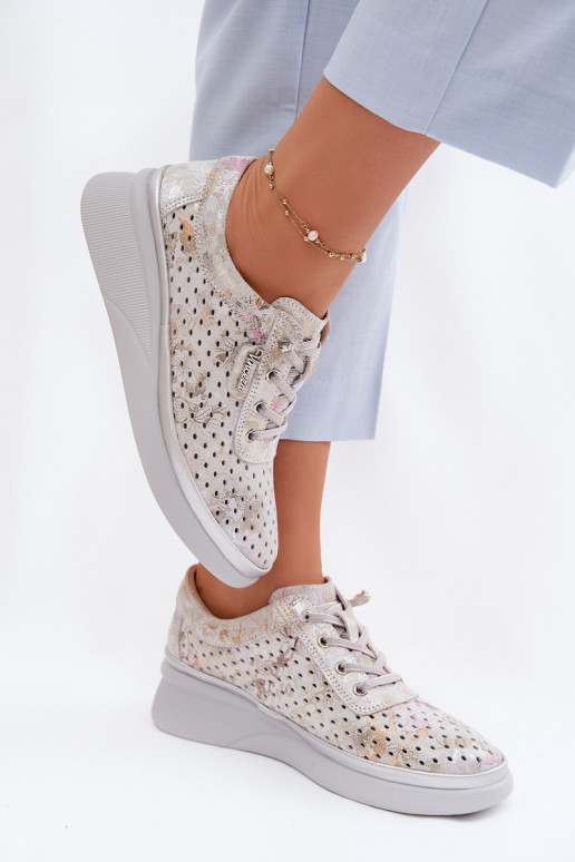 Prelamovaný semiš topánky Dámske Vinceza 79603 sivá