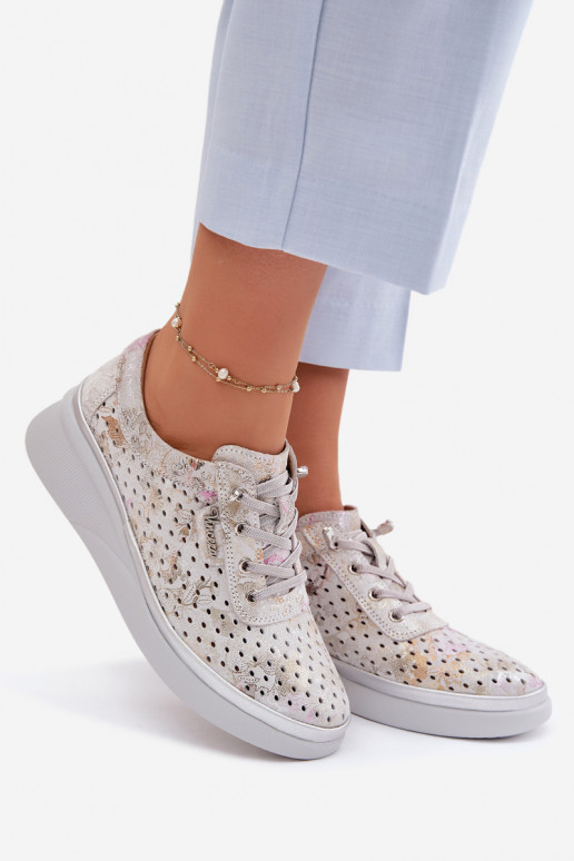 Prelamovaný semiš topánky Dámske Vinceza 79603 sivá