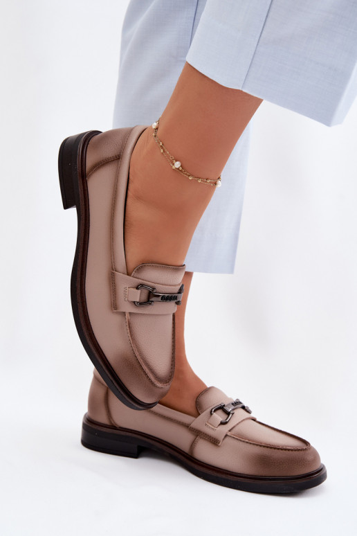 Kožené dámske mokasíny Vinceza 39983 béžová