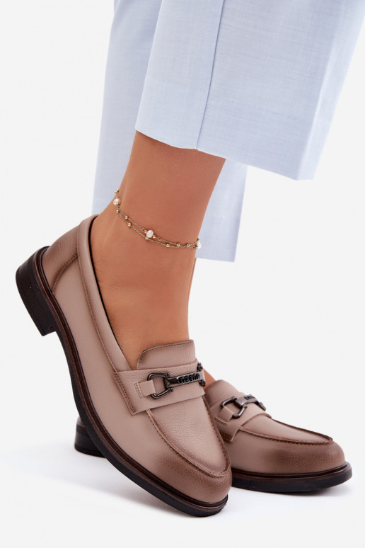 Kožené dámske mokasíny Vinceza 39983 béžová