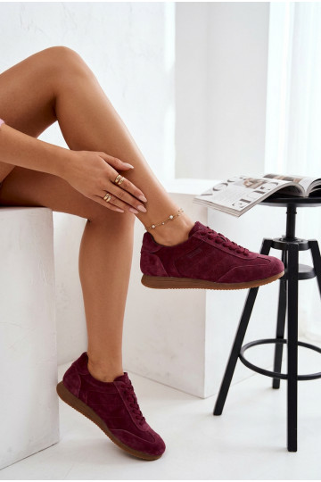 Tenisky model obuviZapnutéturalnego zo semišuu Big Star TT274227 bordová 2