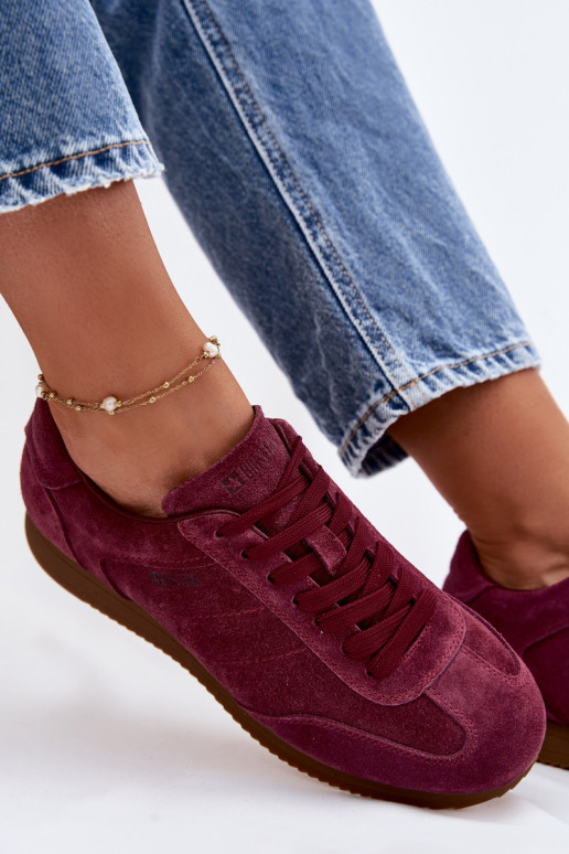 Tenisky model obuviZapnutéturalnego zo semišuu Big Star TT274227 bordová