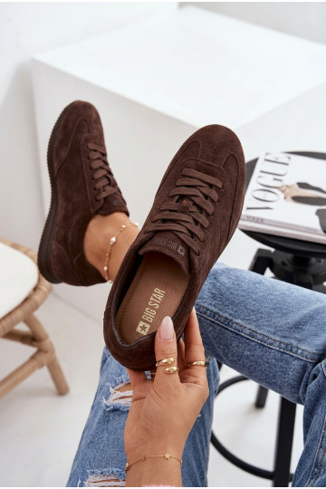 Tenisky model obuviZapnutéturalnego zo semišuu Big Star TT274226 CzekoladoIne