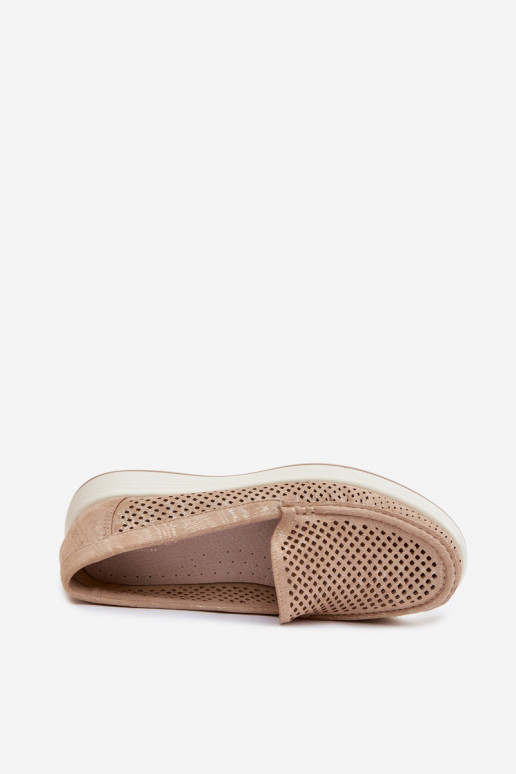 Dámske mokasíny s perforovanými prvkami Sergio Leone MK097H zlatej farby