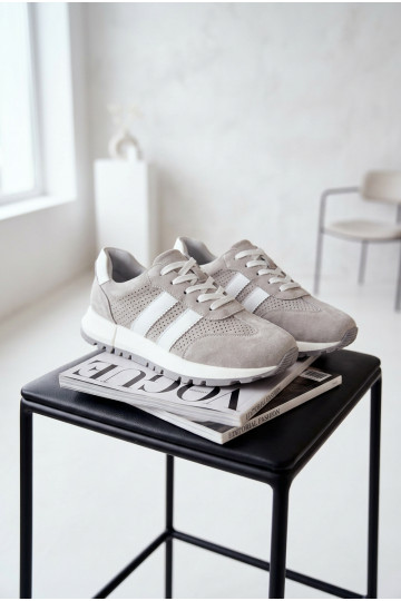 Dámske tenisky z prírodnej semišovej kože šedej farby 2