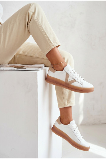 Tenisky model obuvi DámskeZapnutéturalnej Skóry s platformou Vinceza 79597 biela farba 2