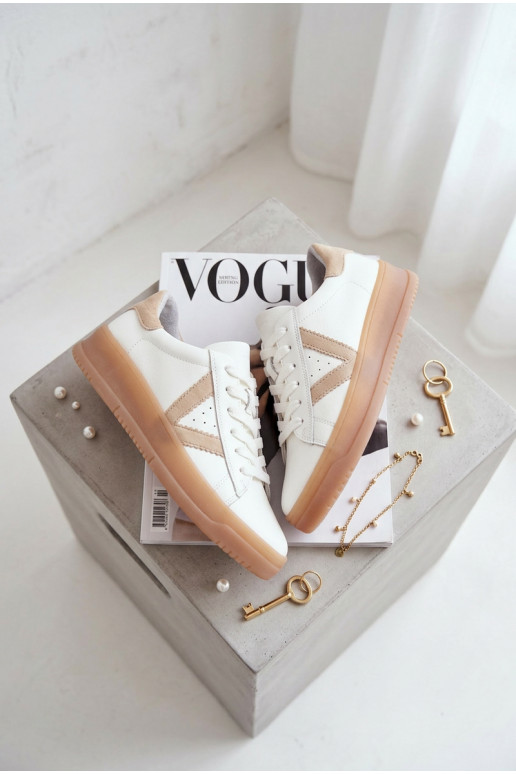 Tenisky model obuvi DámskeZapnutéturalnej Skóry s platformou Vinceza 79597 biela farba