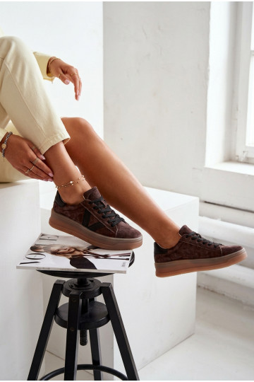 Dámske športové topánky z prírodného semišu s platformou Vinceza 79597 hnedé