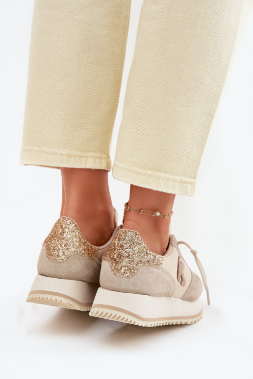 Kožené zo semišu Tenisky model obuvi Dámske s platformou Kobbo 100103 béžová