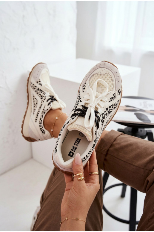 Kožené zo semišu Tenisky model obuvi Dámske Big Star TT274548 biela farba