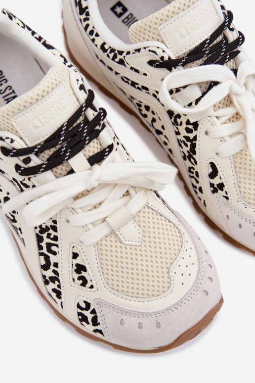 Kožené zo semišu Tenisky model obuvi Dámske Big Star TT274548 biela farba