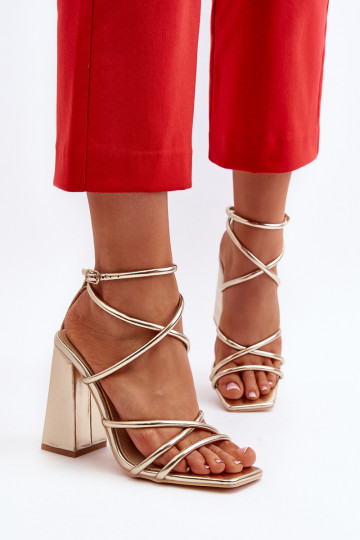 Módne Sandále na vysokom podpätku zlatej farby Josette