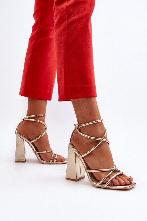 Módne Sandále na vysokom podpätku zlatej farby Josette