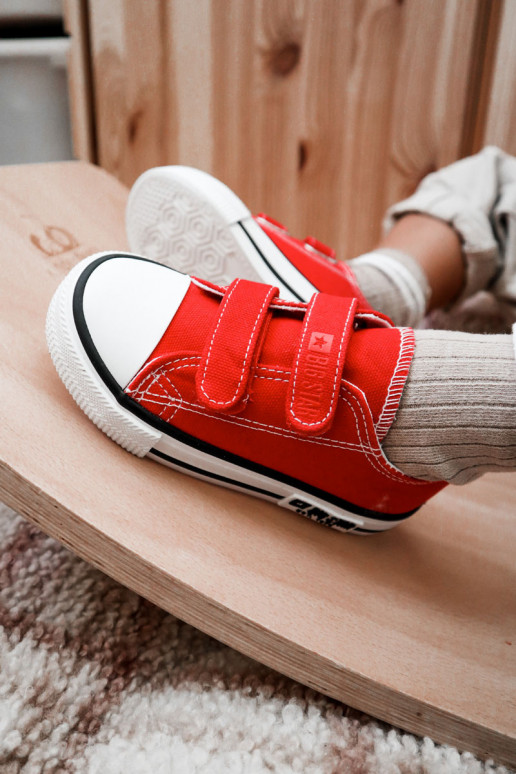 deti materiál bežná obuv s lepiacimi spojkami BIG STAR KK374082 červená