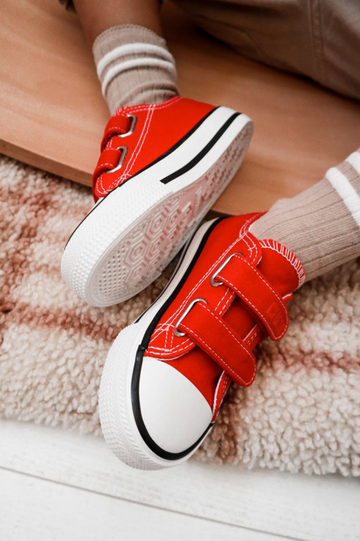 deti materiál bežná obuv s lepiacimi spojkami BIG STAR KK374082 červená