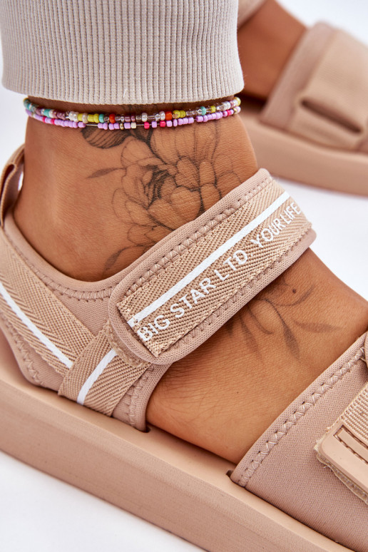 Dámske sandále s lepiacimi spojkami Big Star LL274787 béžová