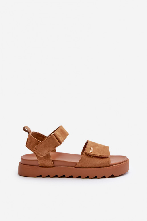 Dámske Semišové sandále s platformou Big Star NN274705 Hnedá farba